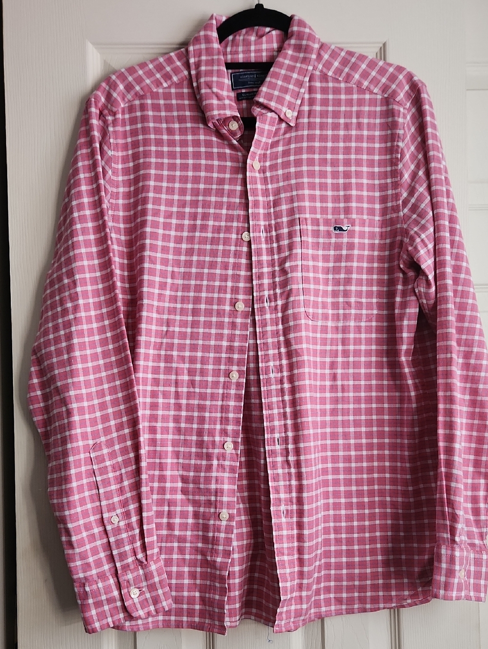 Vineyard Vines Pink and White Plaid Button-Down Shirt